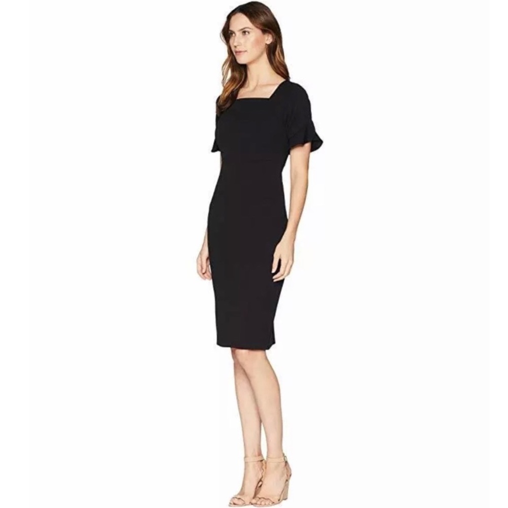 Donna Morgan Black Flutter Sleeve Sheath Dress B6/19 - Picture 2 of 16